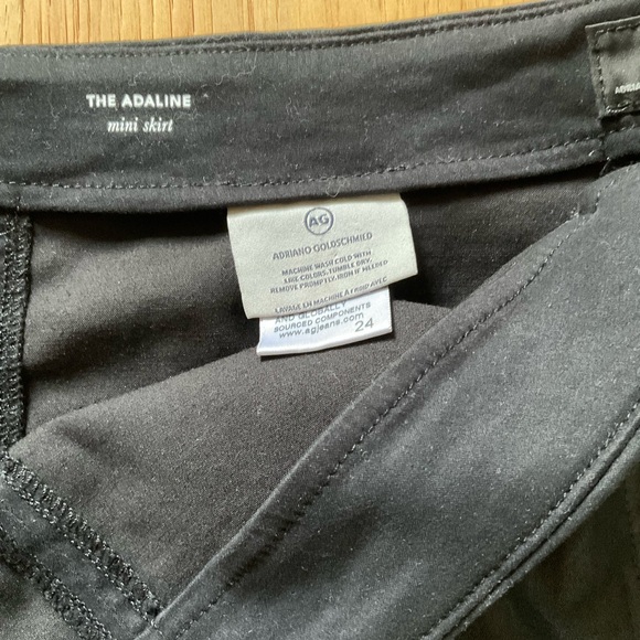 AG “The Adeline” Black Leather Mini Skirt, Size 24 - Picture 4 of 7